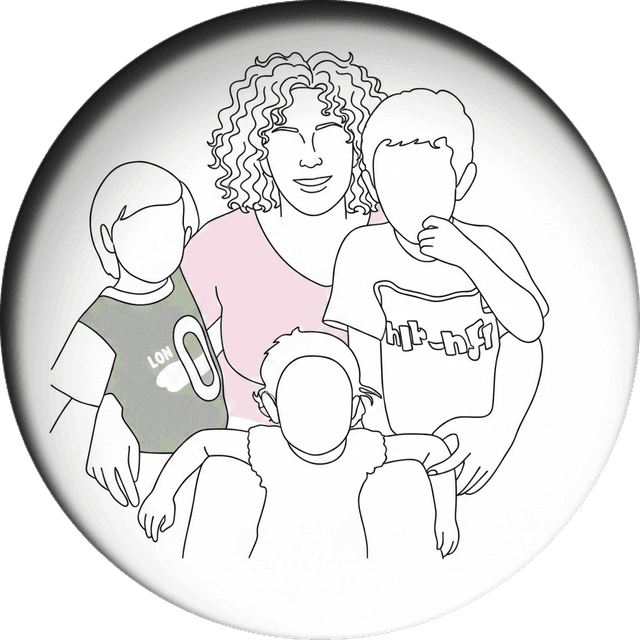 Niñera con niños — ilustración SDENiñeras